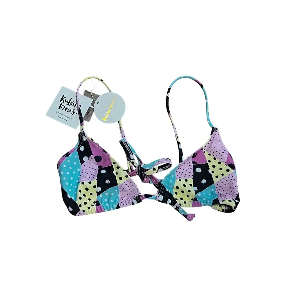Kulani Kinis NWT Loco Lioness Bralette Bikini TOP Patchwork Polka Dot Size | M